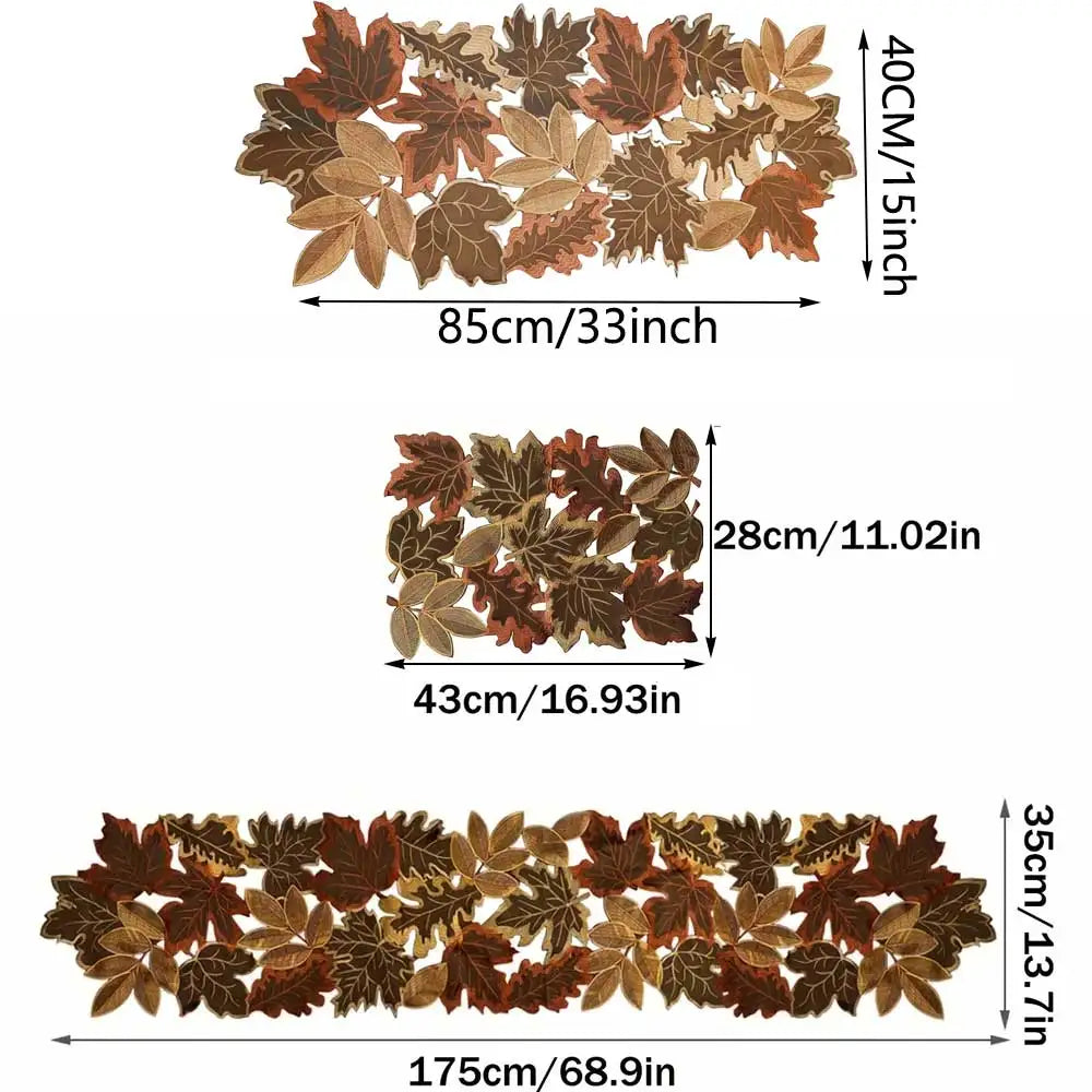 Autumn Maple Leaf Embroidered Table Runner