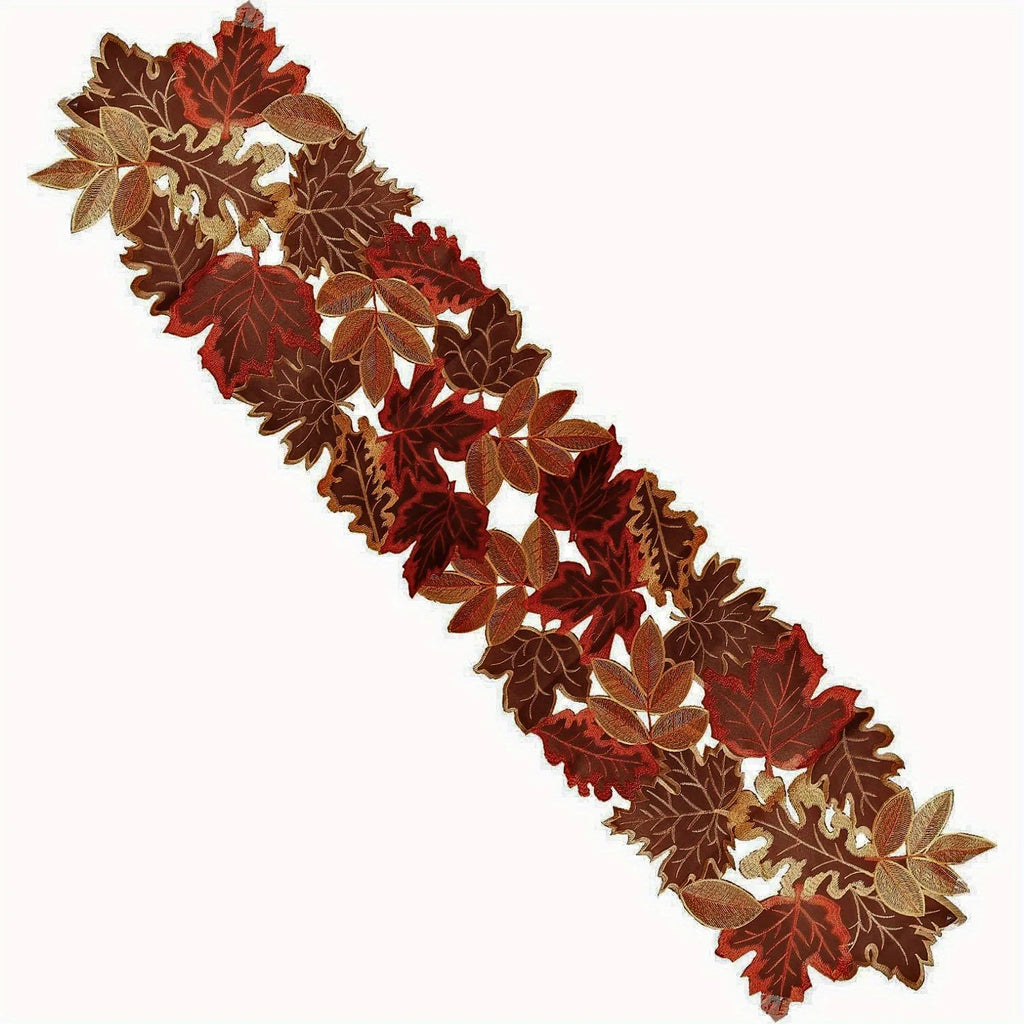 Autumn Maple Leaf Embroidered Table Runner