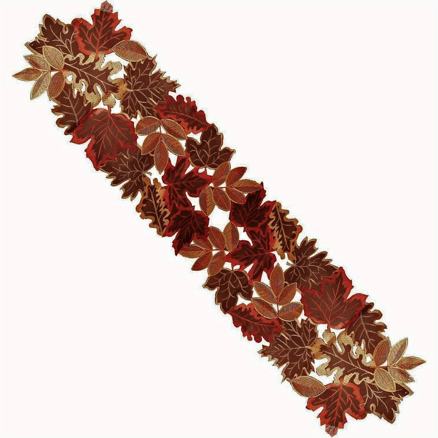 Autumn Maple Leaf Embroidered Table Runner