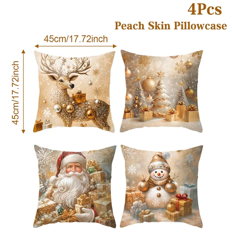 4pcs Merry Christmas Cushion Cover