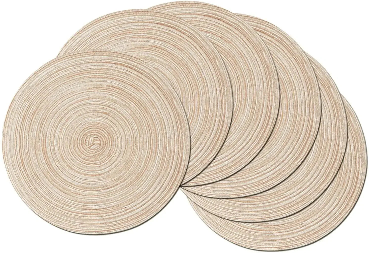 15 Inch Round Braided Placemats 6pcs