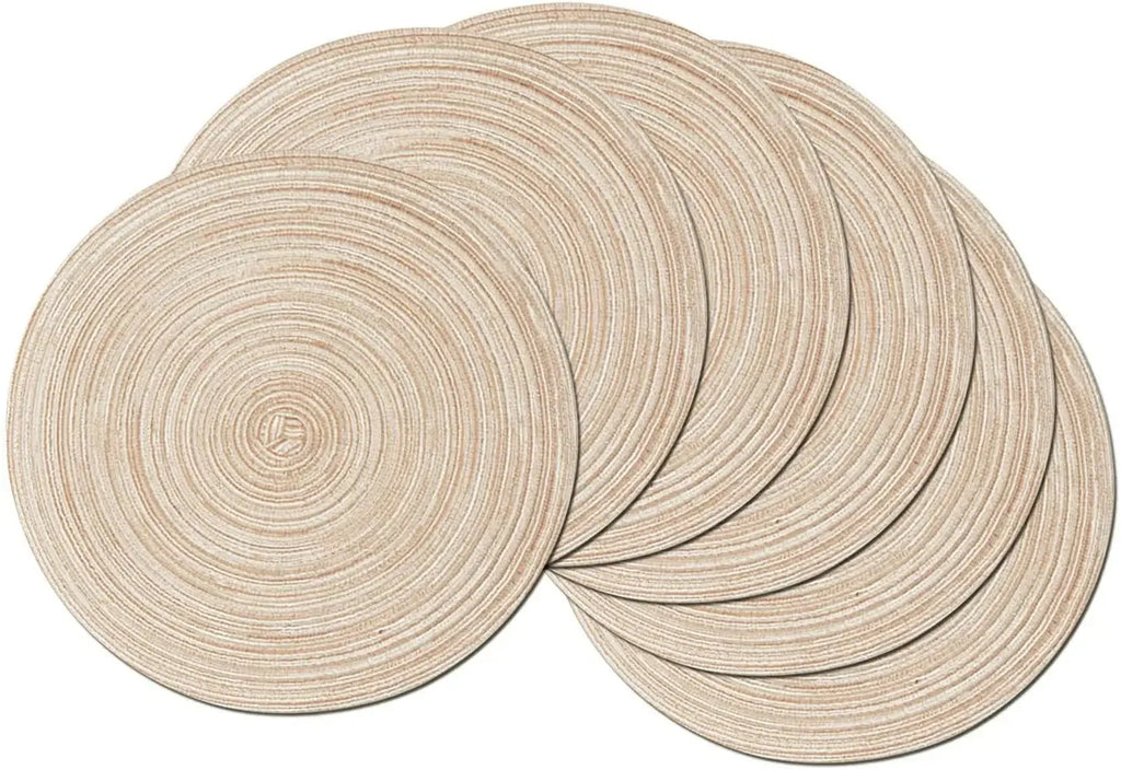 15 Inch Round Braided Washable Placemats 6pcs