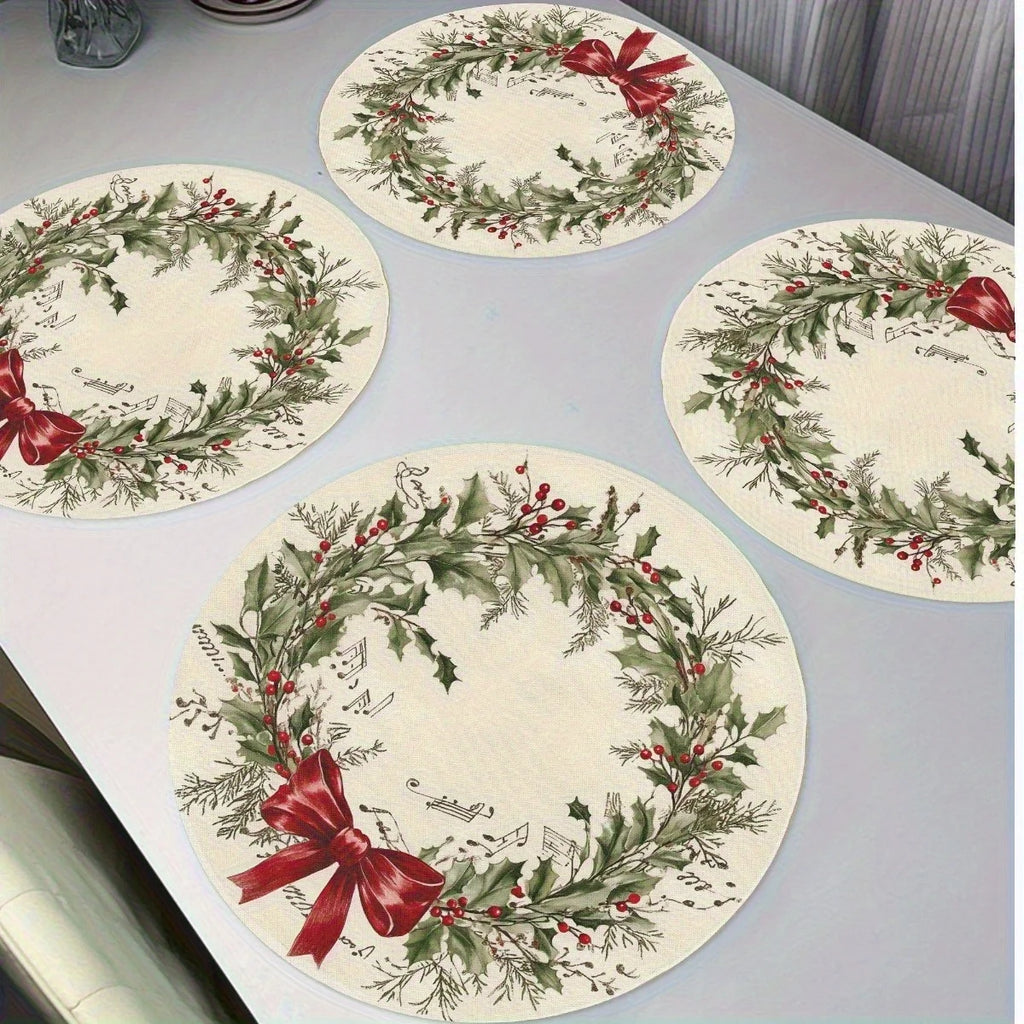 4-Piece Christmas Holly Berry Placemats