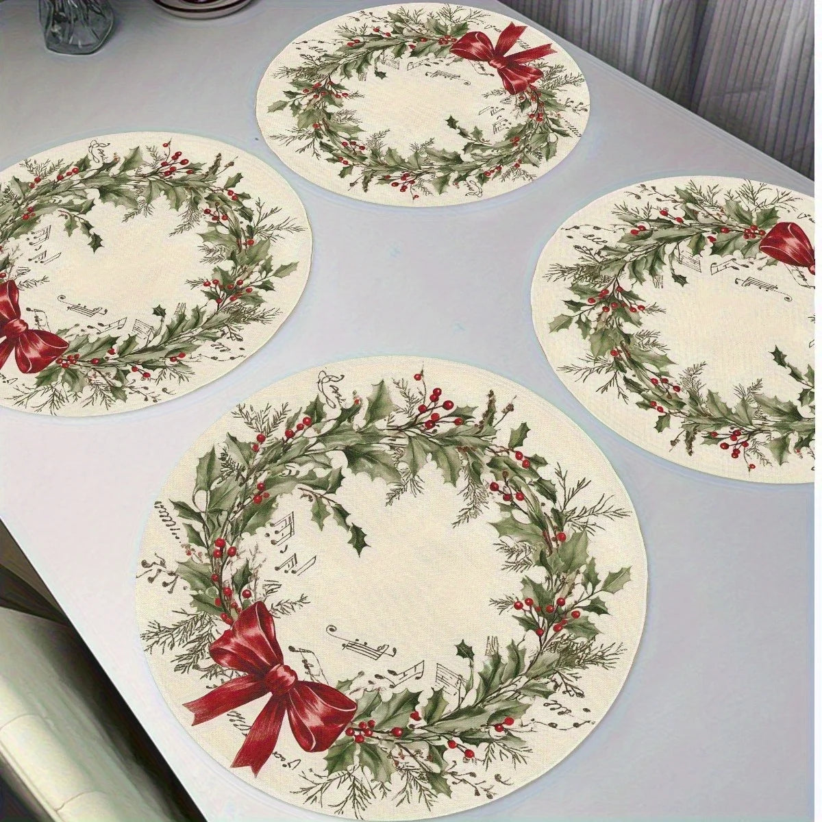 4-Piece Christmas Holly Berry Placemats