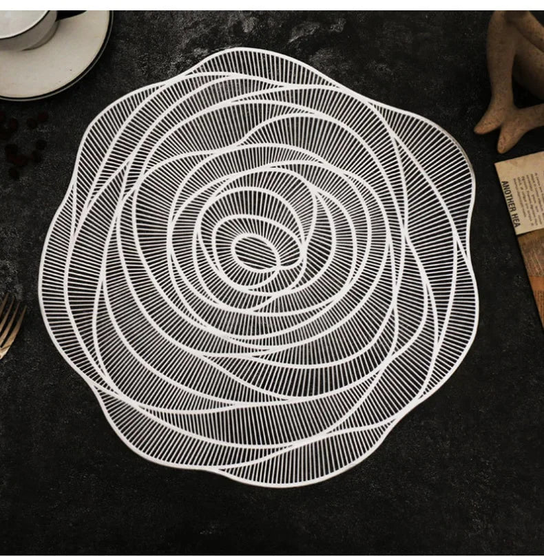 Round PVC Placemats, Waterproof & Oil-Proof, Bronzed Design