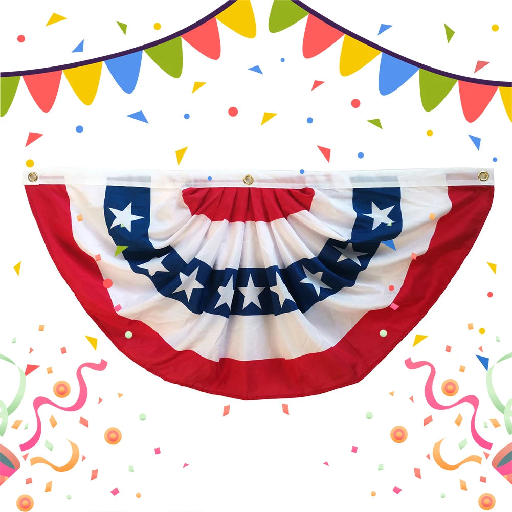 4th of July USA Flags Pleated Fan
