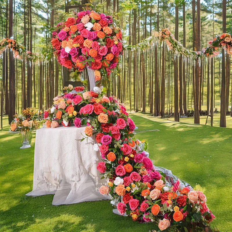 Rose Red Orange Flower Rows