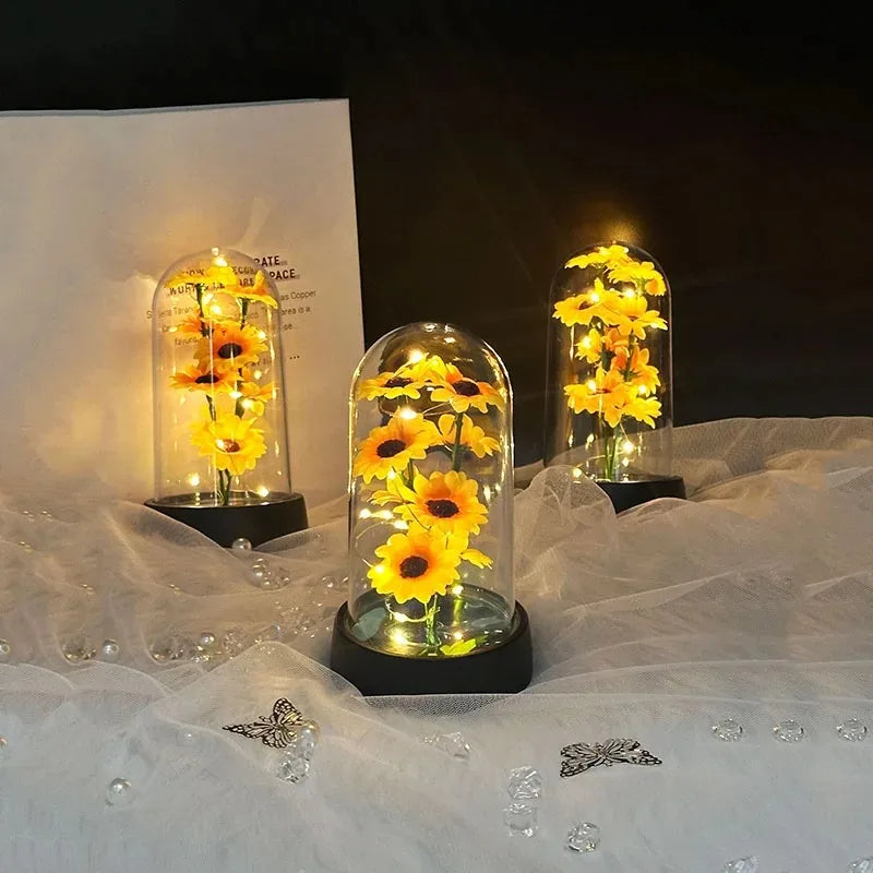Small plastic sunflower set