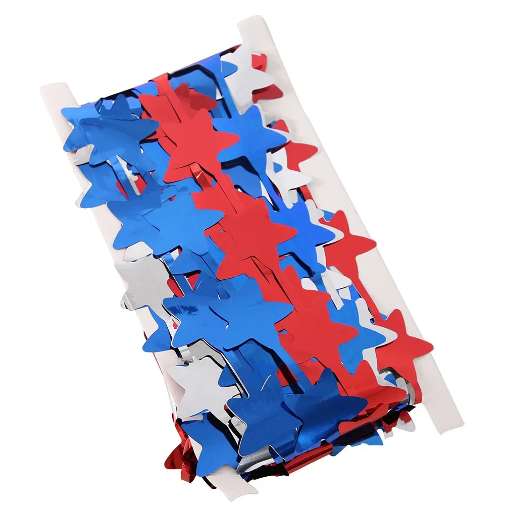 4th of July Decorations Red White Blue Star Tinsel Foil Fringe Curtains