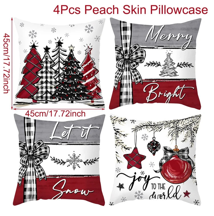 4pcs Merry Christmas Cushion Cover