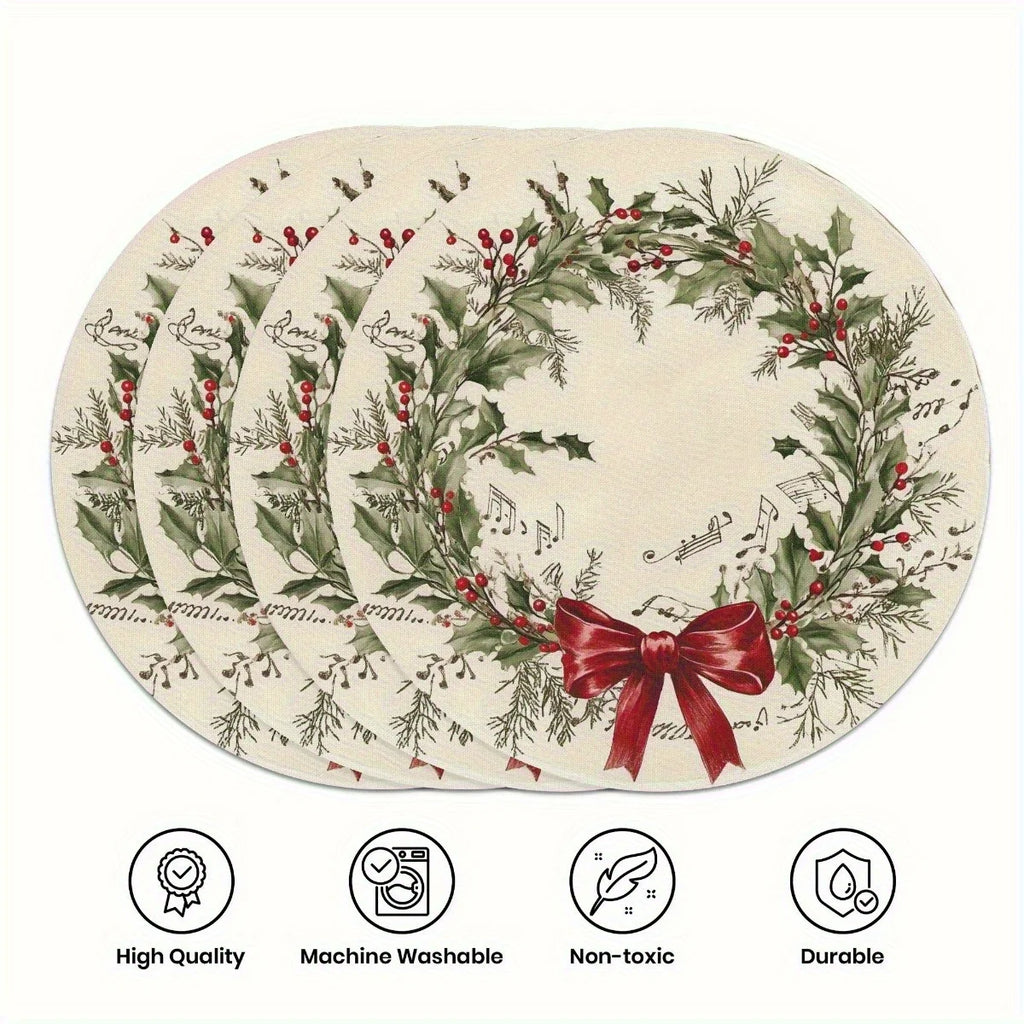 4-Piece Christmas Holly Berry Placemats