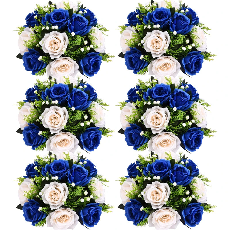 6Pcs Artificial Flowers Rose Ball Centerpiece