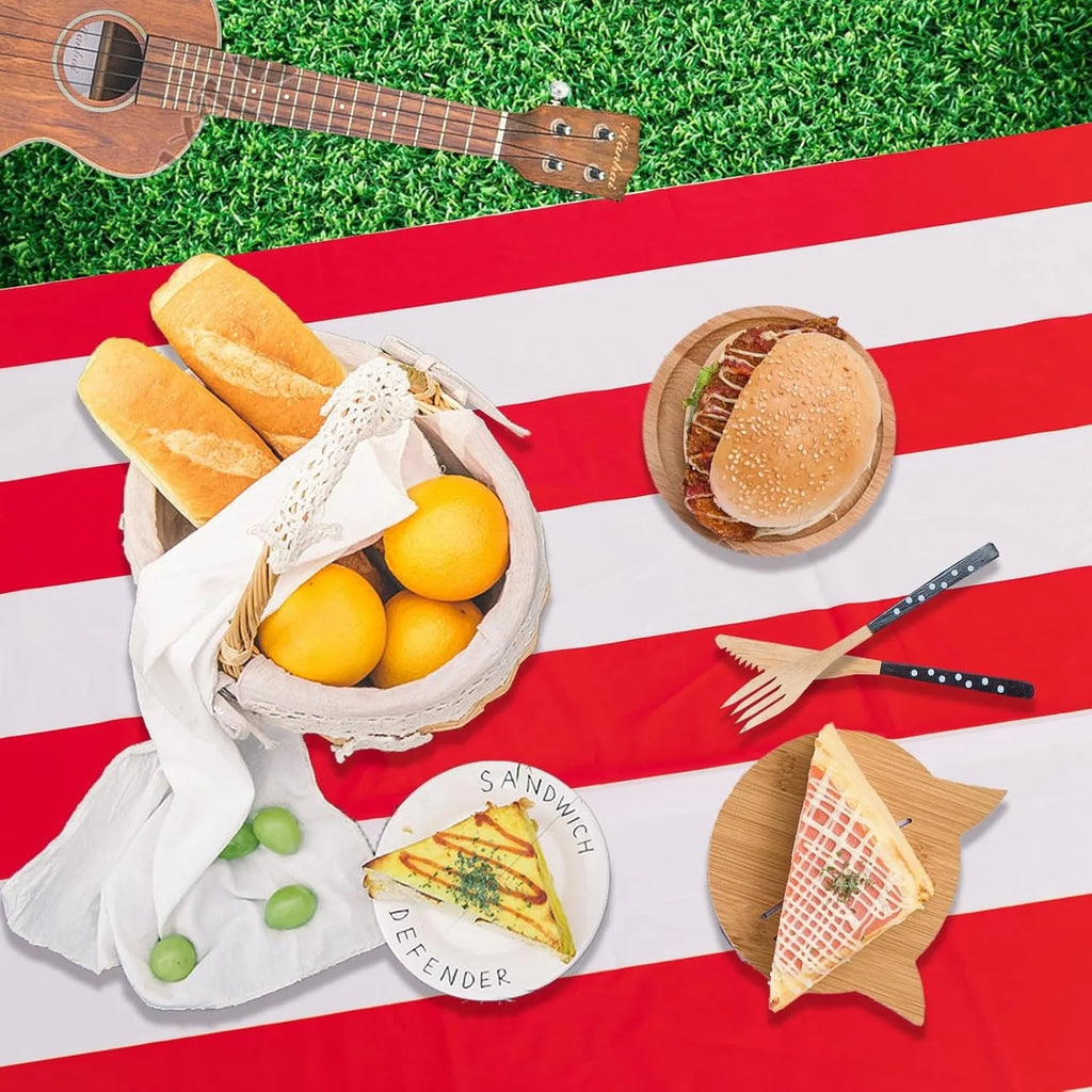 3 Packs Red and White Horizontal Striped Tablecloth