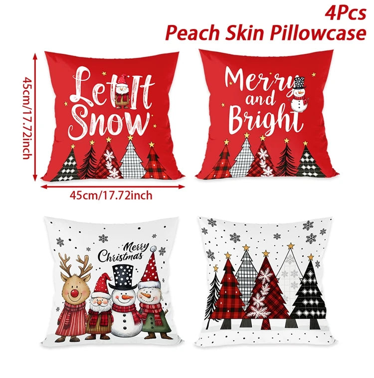 4pcs Merry Christmas Cushion Cover