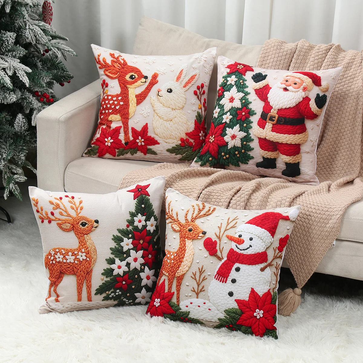 4pcs Merry Christmas Cushion Cover