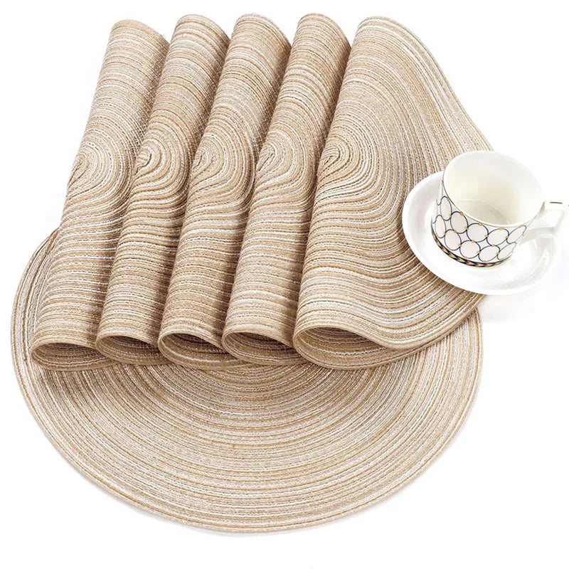 15 Inch Round Braided Placemats 6pcs