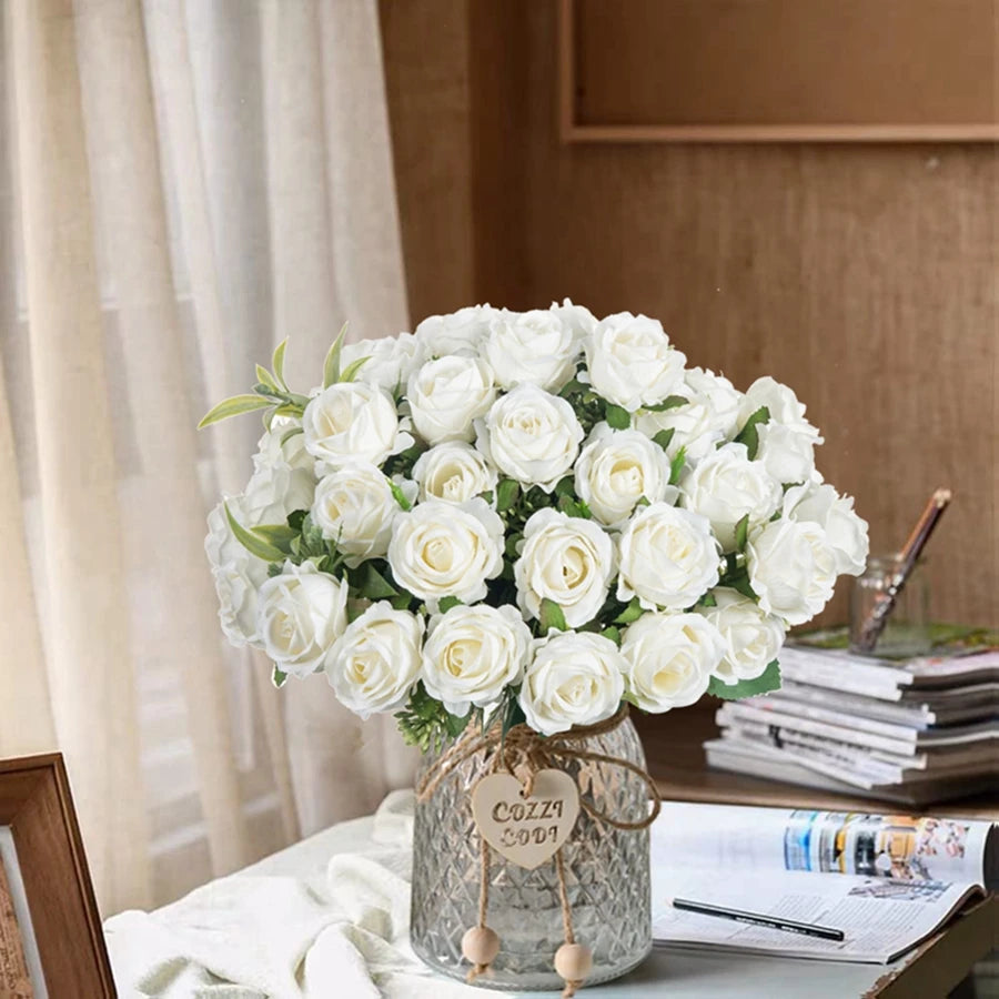 Artificial Flower Ten Head Silk Rose Bundle