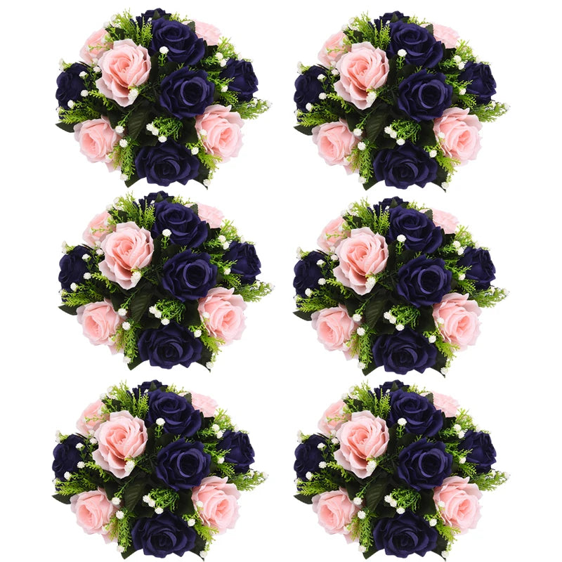 6Pcs Artificial Flowers Rose Ball Centerpiece