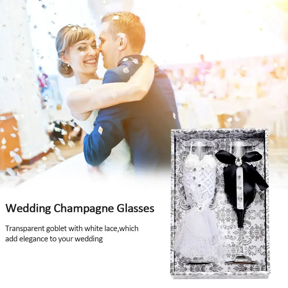 Wine Glass Cup Cover for Bride and Groom