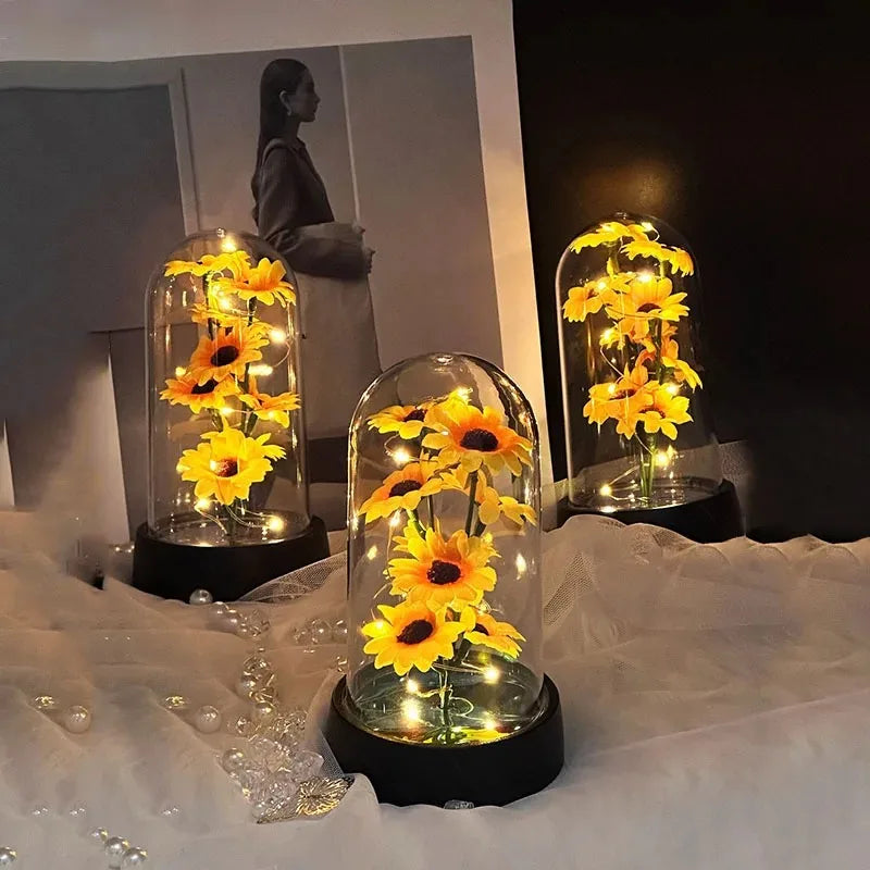Small plastic sunflower set