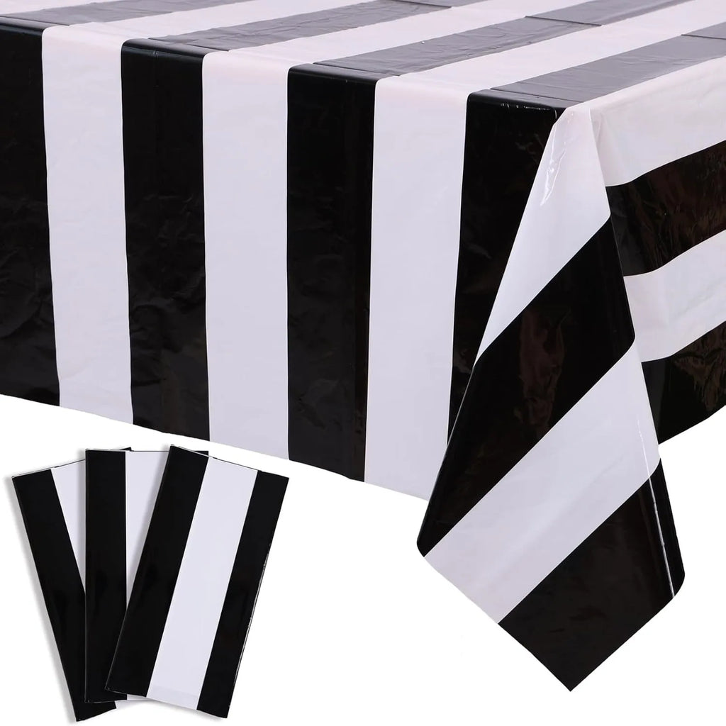 3 Packs Red and White Horizontal Striped Tablecloth