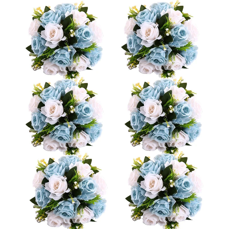 6Pcs Artificial Flowers Rose Ball Centerpiece