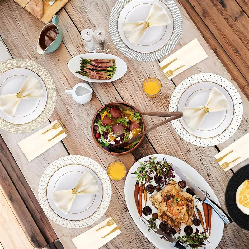 15 Inch Round Braided Placemats 6pcs