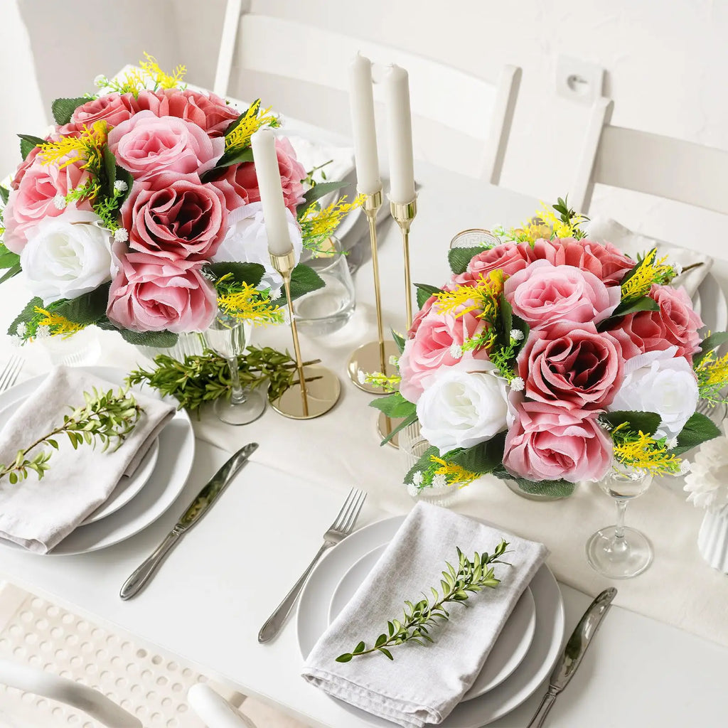 6Pcs Artificial Flowers Rose Ball Centerpiece