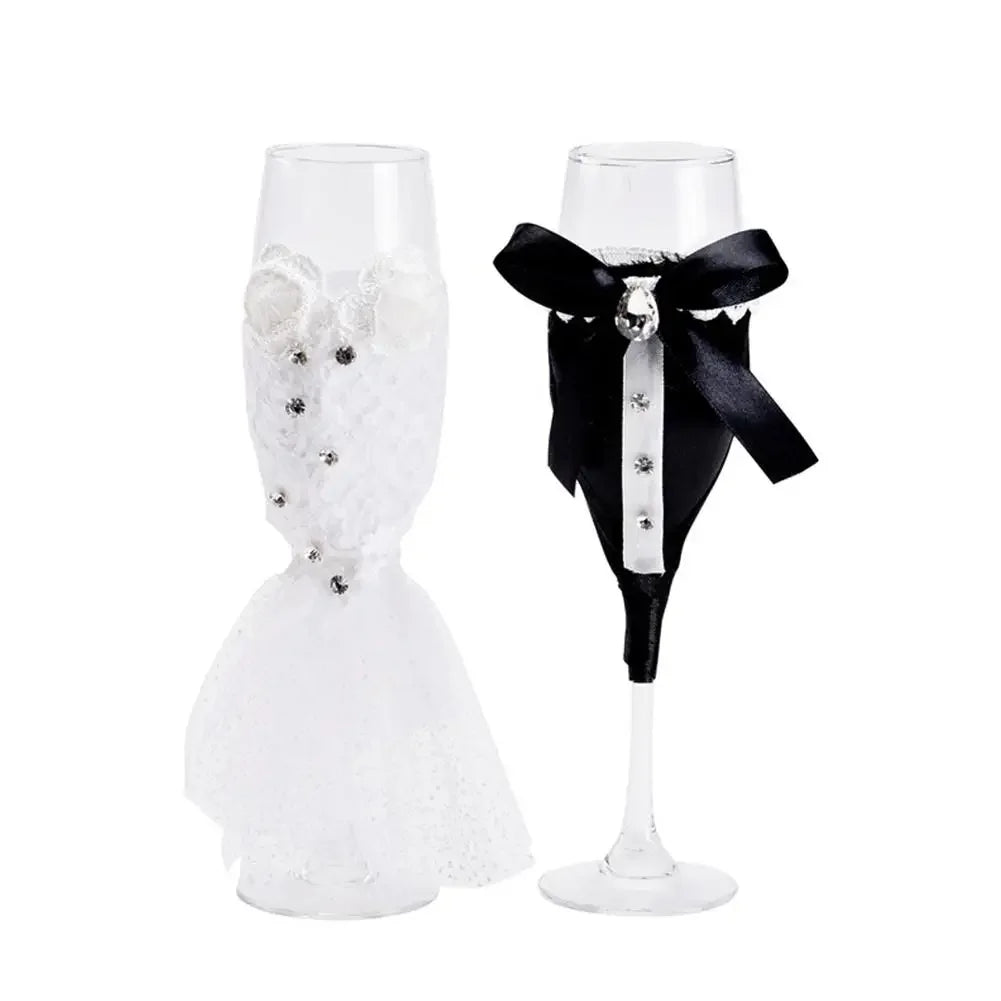 Wine Glass Cup Cover for Bride and Groom