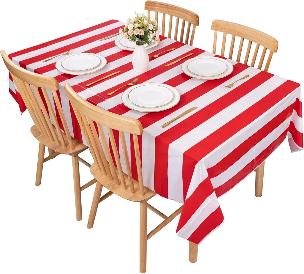 3 Packs Red and White Horizontal Striped Tablecloth