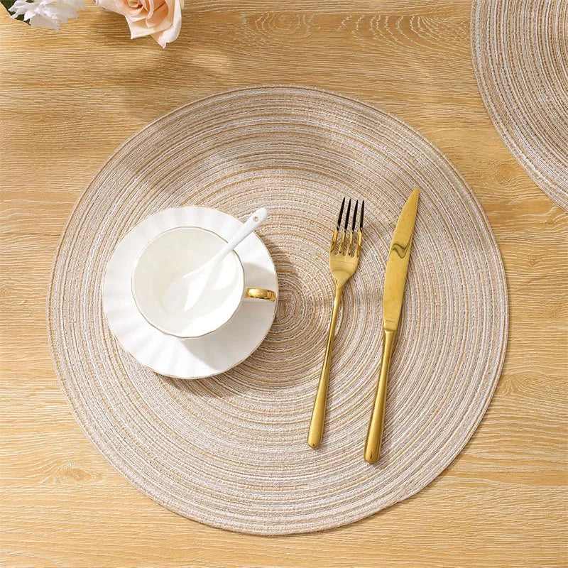 15 Inch Round Braided Placemats 6pcs